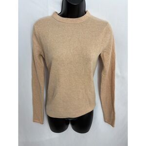 J Crew Cashmere Camel Crew Neck Sweater Size S Classic Warm Cozy Winter Soft